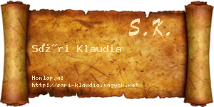 Sári Klaudia névjegykártya